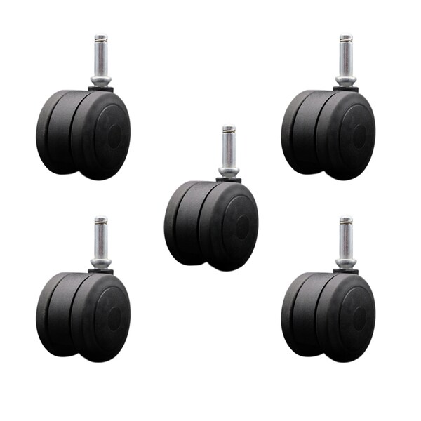 Service Caster 3'' Black Heavy Duty Floor Safe Twin Wheel Caster 7/16 Grip Ring Stem, 5PK SCC-GR02S75-TPR-BLK-716176-5 - main